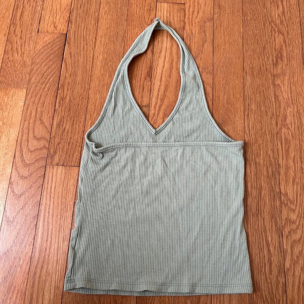 American Eagle Light Green Ribbed Knit Halter Top Women’s Size Small - Picture 2 of 5